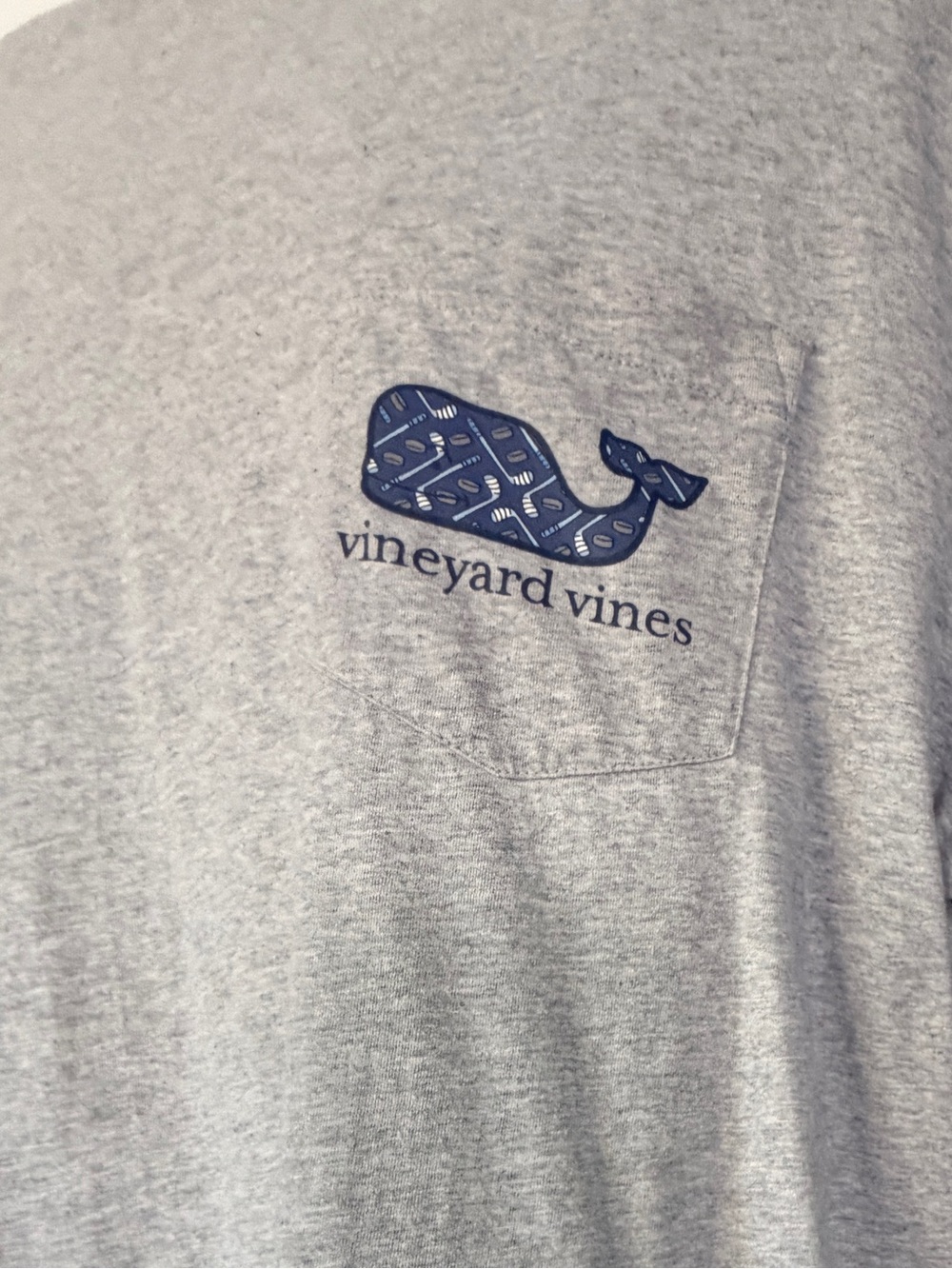 Vineyard Vines Long Sleeve Pocket T-Shirt Men’s XL Gray Whale Logo Graphic - Picture 5 of 5